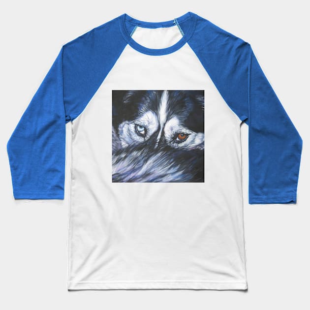 Siberian Husky Fine Art Painting Baseball T-Shirt by LASHEPARD